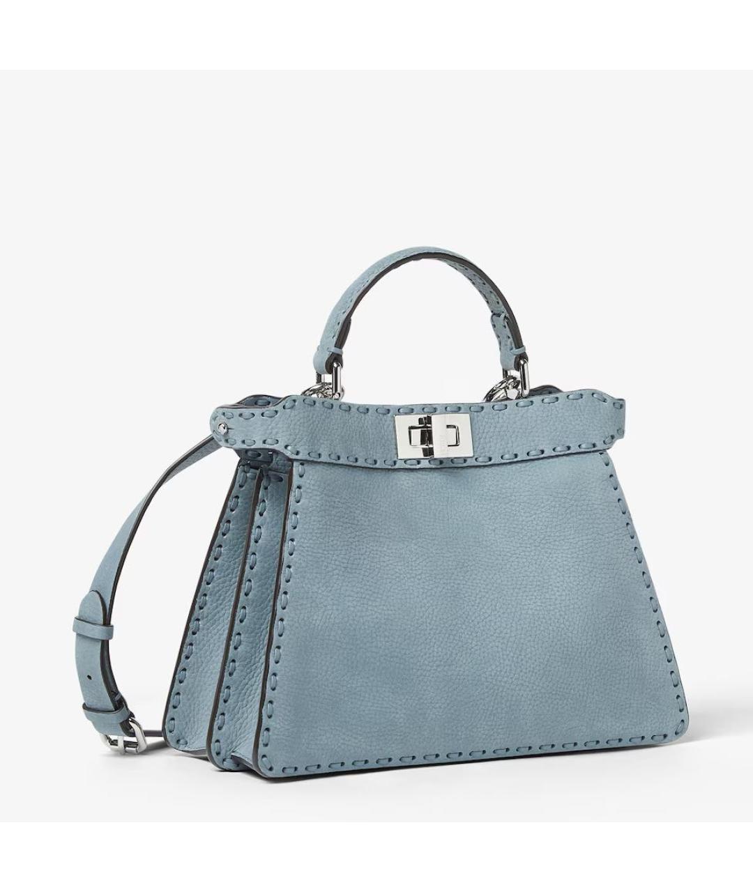 FENDI Голубая кожаная сумка тоут, фото 3
