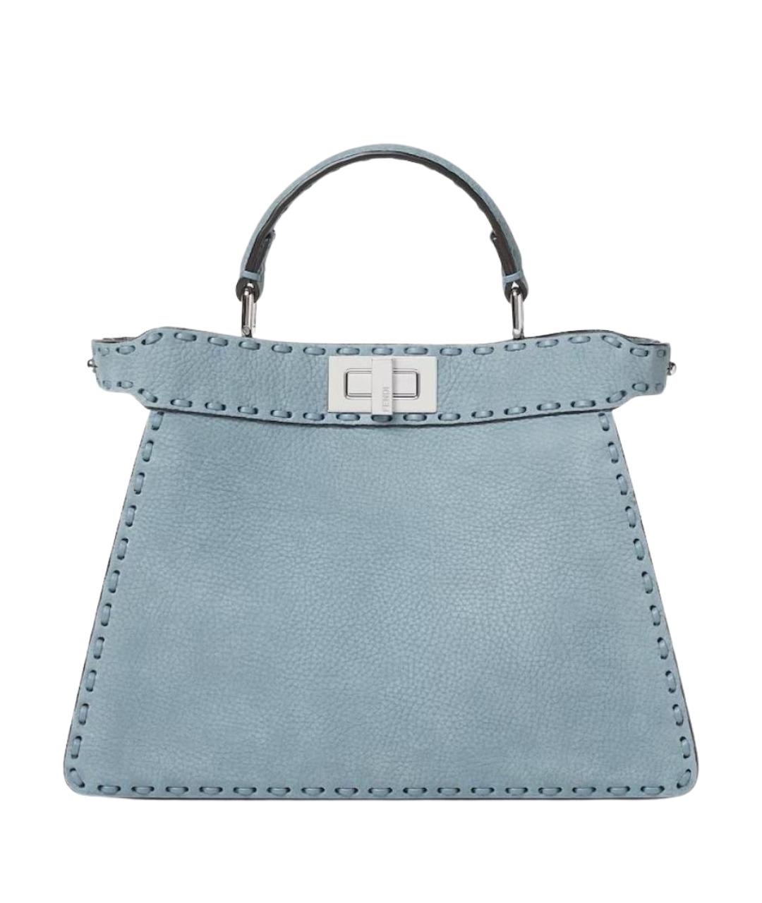 FENDI Голубая кожаная сумка тоут, фото 1