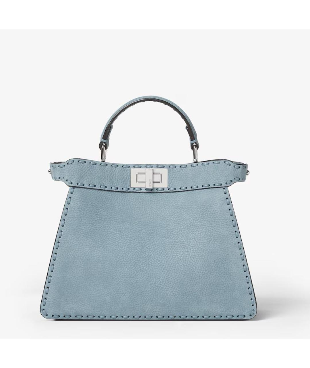 FENDI Голубая кожаная сумка тоут, фото 8