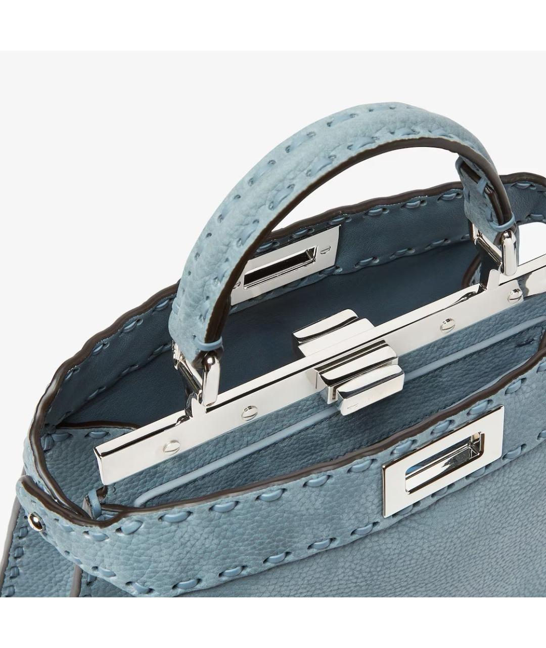 FENDI Голубая кожаная сумка тоут, фото 5