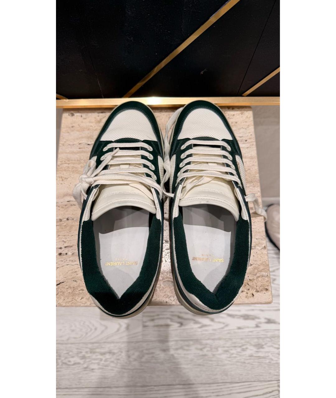 SAINT LAURENT Зеленые кожаные низкие кроссовки / кеды, фото 3