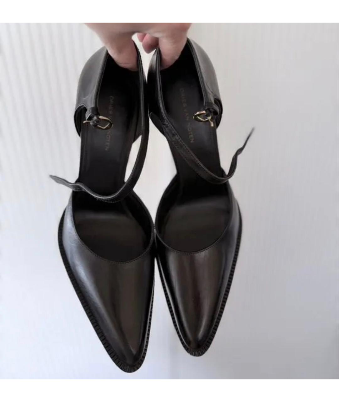 DRIES VAN NOTEN Черные кожаные босоножки, фото 3