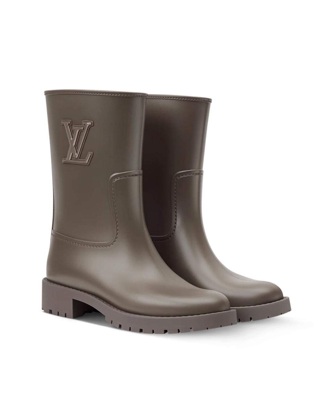 LOUIS VUITTON Хаки резиновые сапоги, фото 2