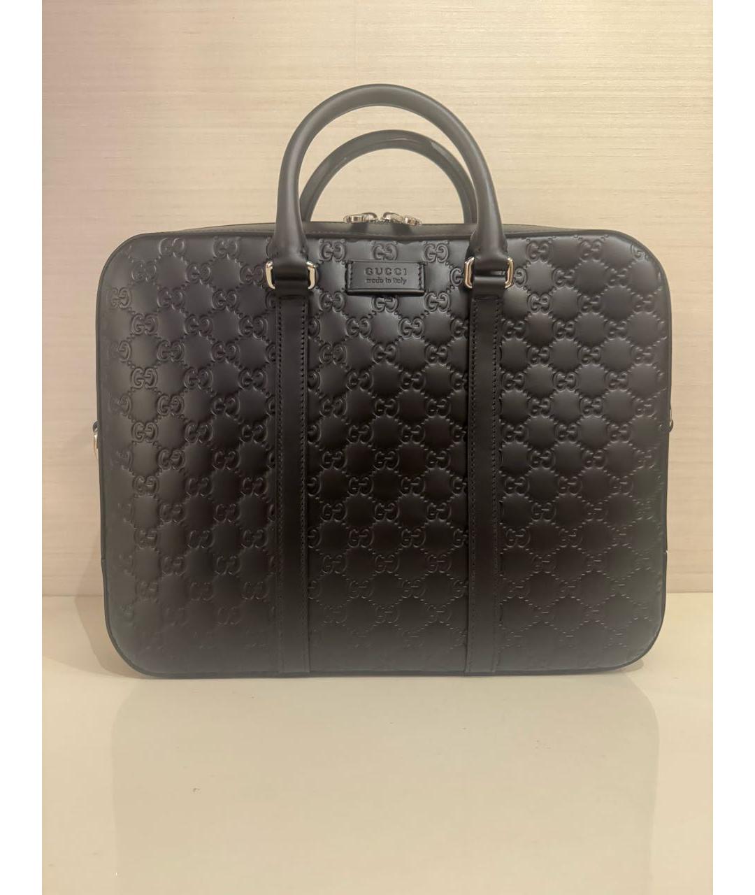 GUCCI Черный кожаный портфель, фото 7