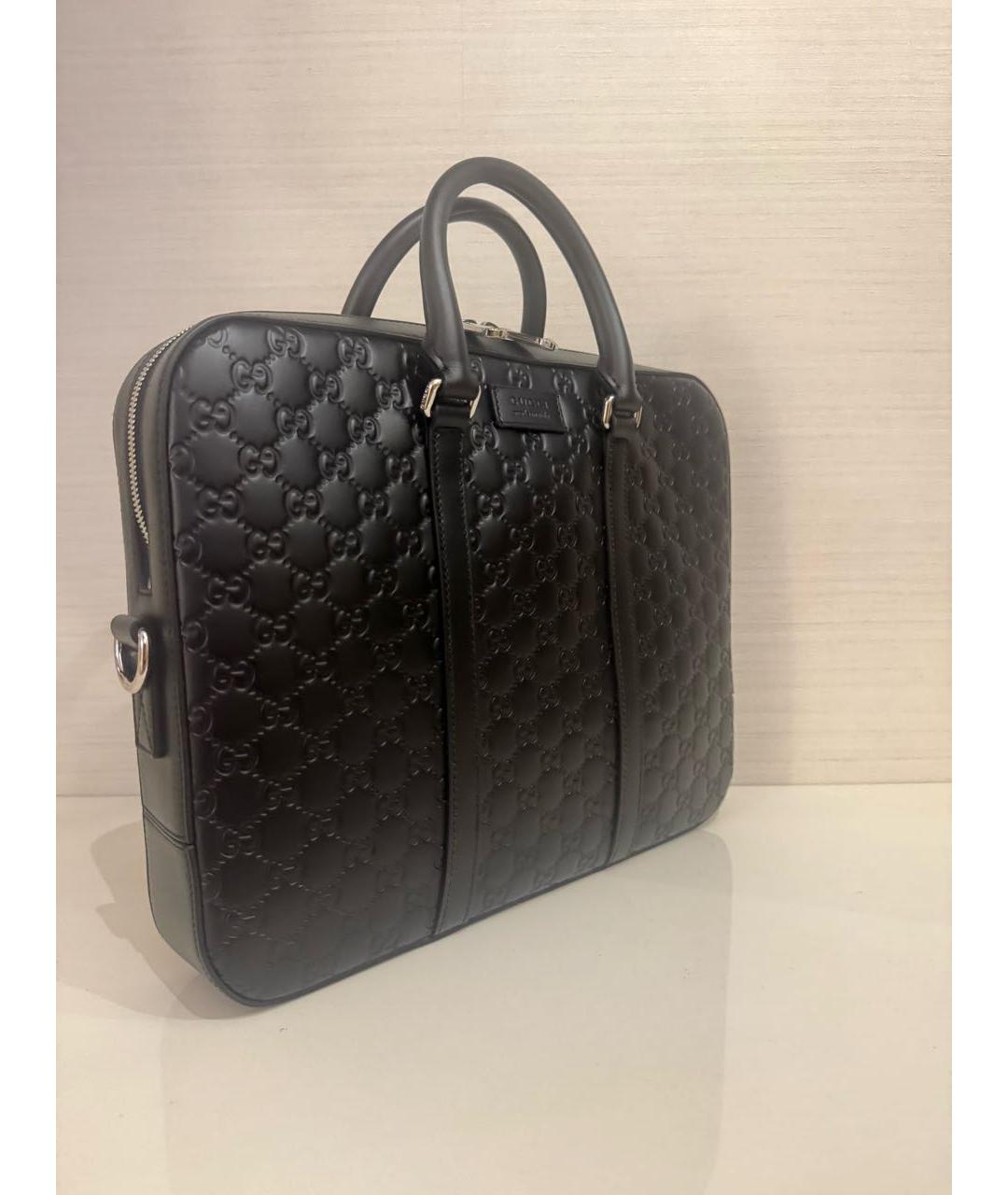 GUCCI Черный кожаный портфель, фото 2