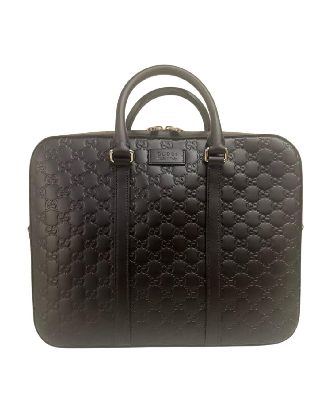GUCCI Черный кожаный портфель, фото 1