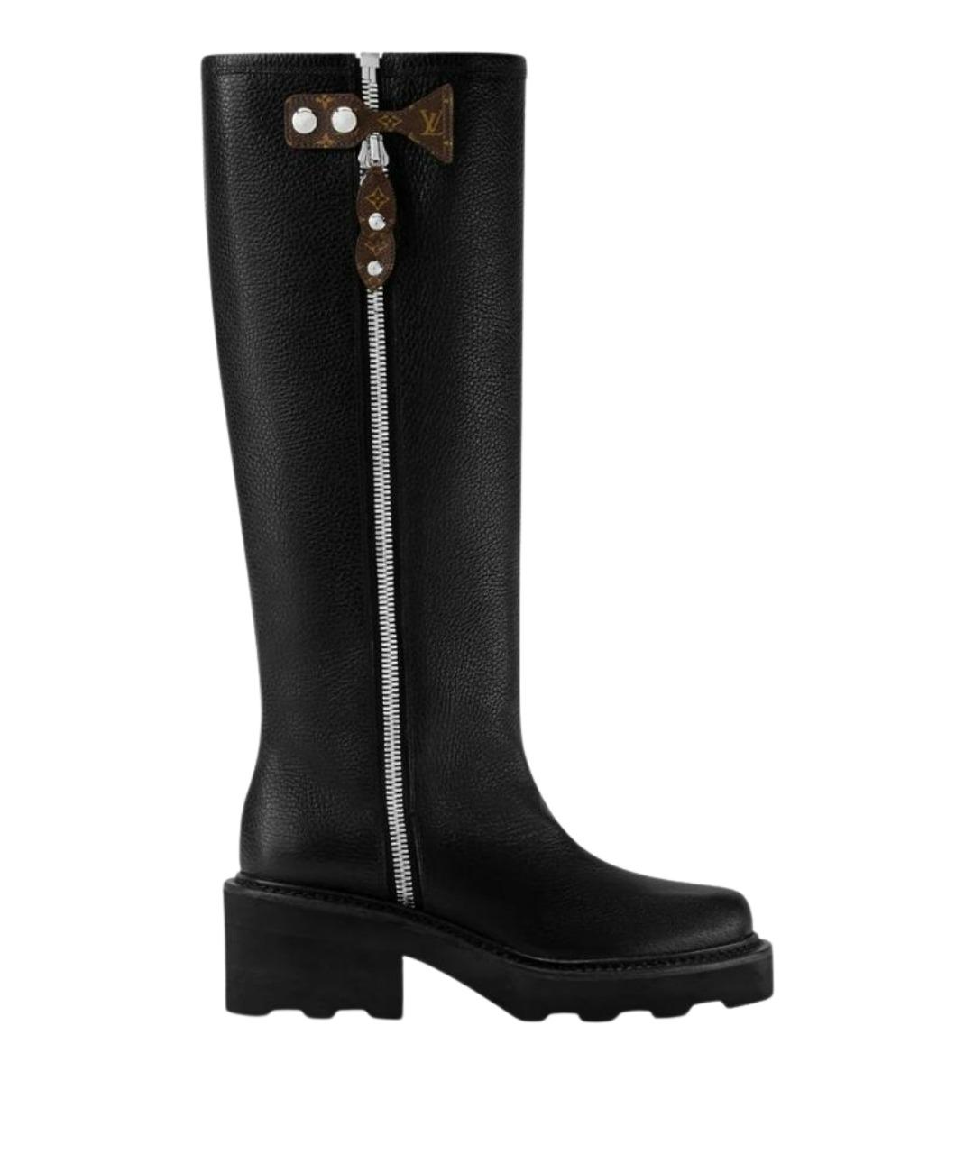 LOUIS VUITTON Черные кожаные сапоги, фото 1