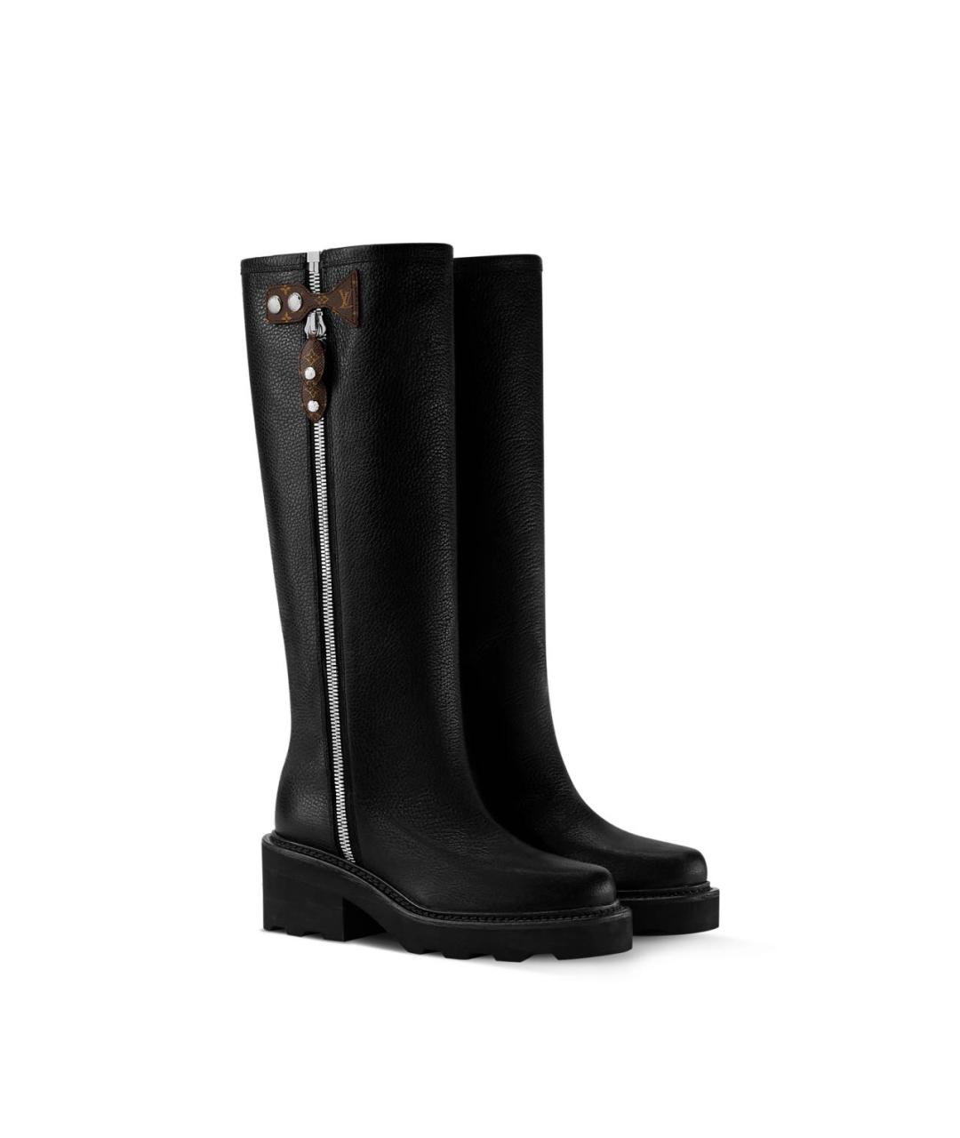 LOUIS VUITTON Черные кожаные сапоги, фото 2