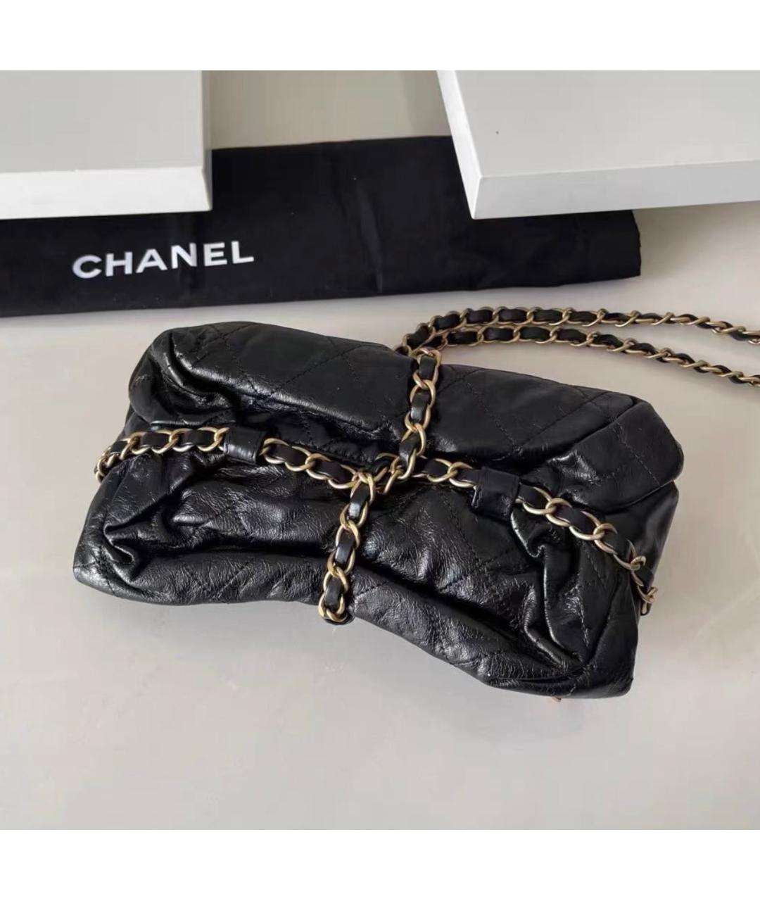 CHANEL Черная кожаная сумка с короткими ручками, фото 4