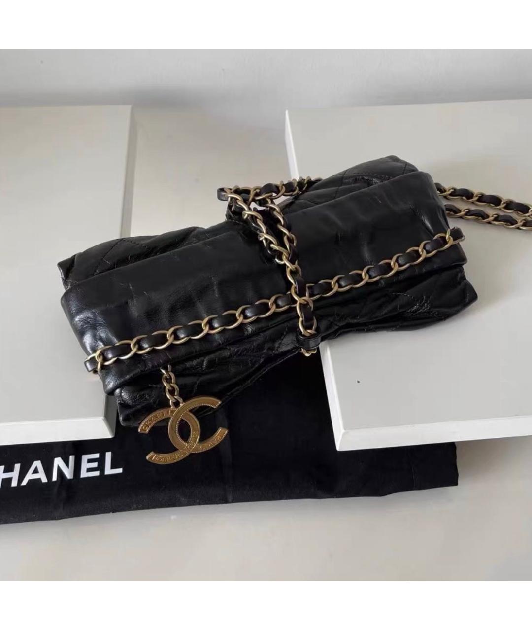 CHANEL Черная кожаная сумка с короткими ручками, фото 2