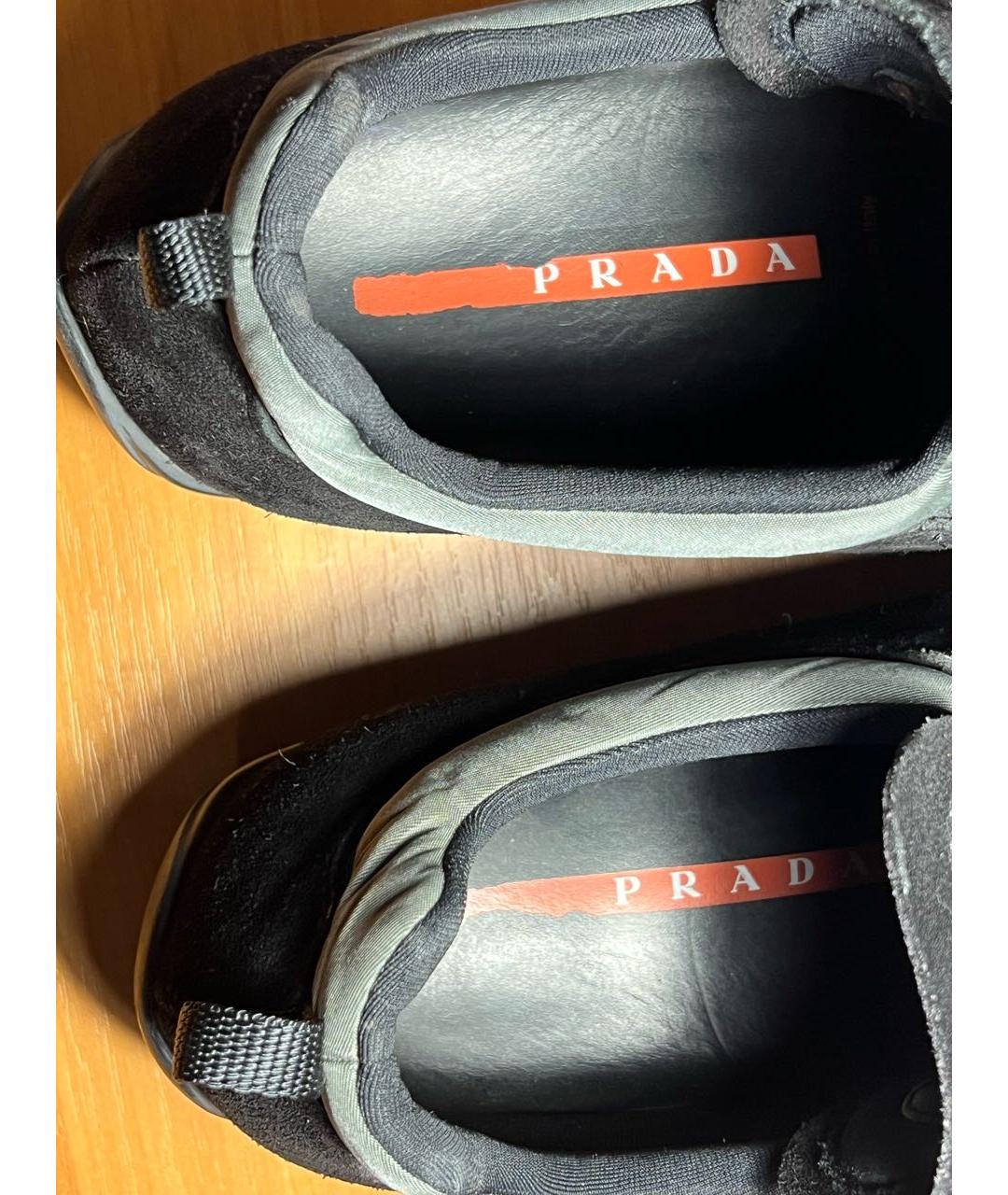 PRADA Черные низкие кроссовки / кеды, фото 4