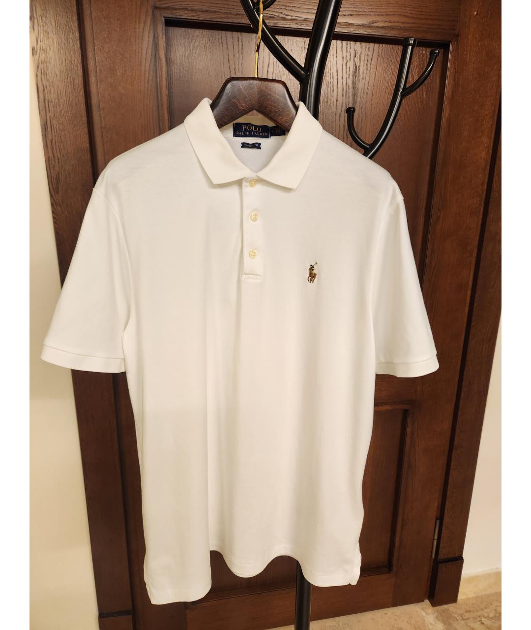 POLO RALPH LAUREN Белое хлопковое поло с коротким рукавом, фото 6