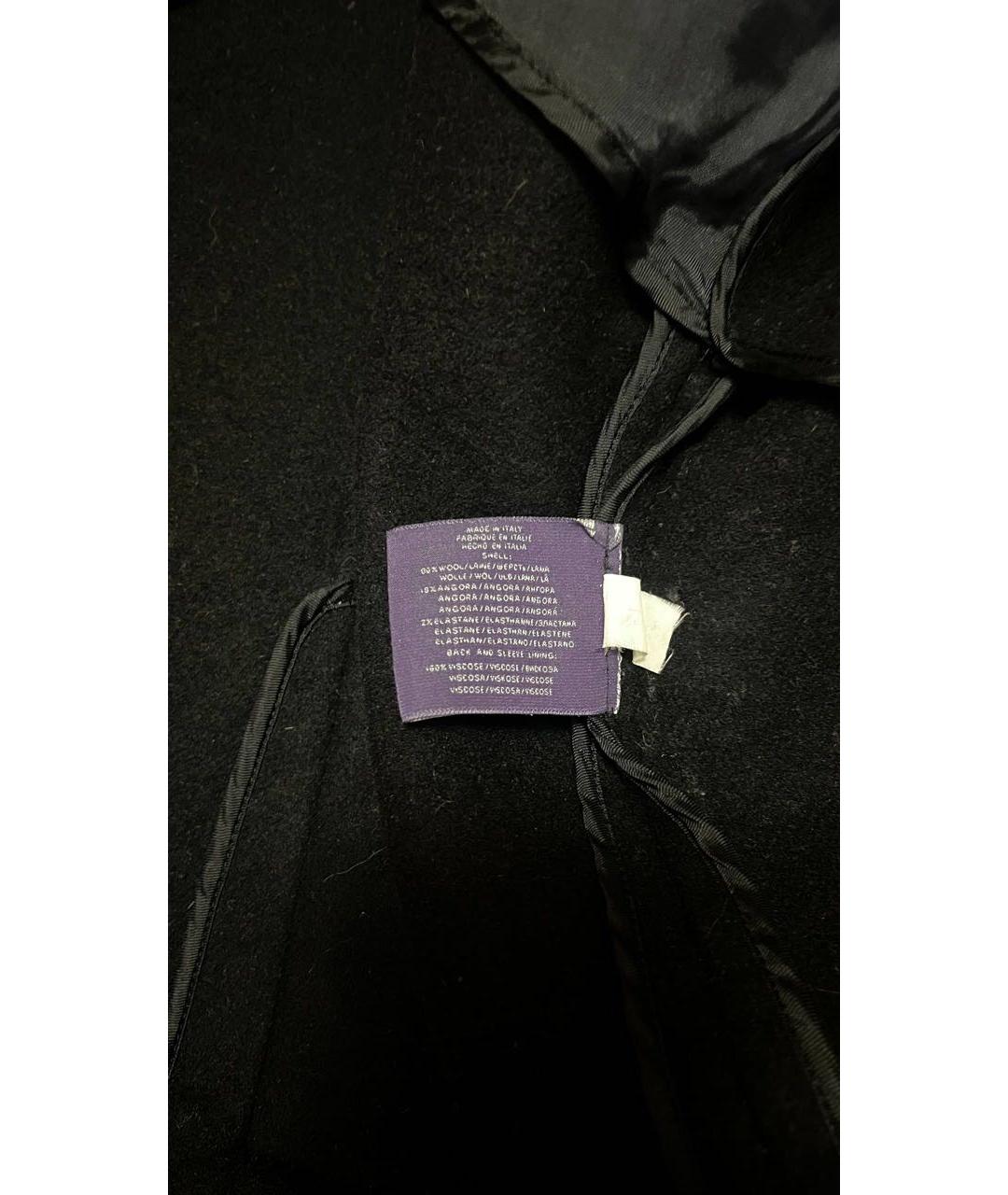 RALPH LAUREN PURPLE LABEL Черное шерстяное пальто, фото 5