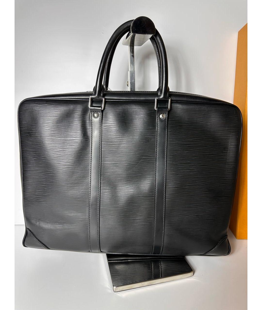 LOUIS VUITTON Черный кожаный портфель, фото 4