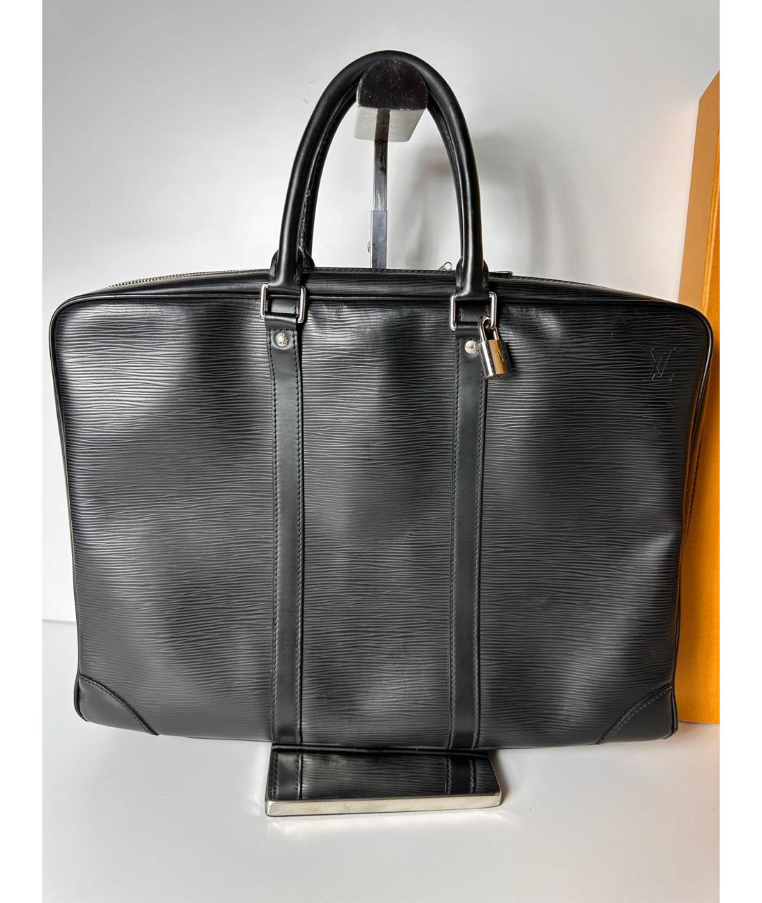 LOUIS VUITTON Черный кожаный портфель, фото 3