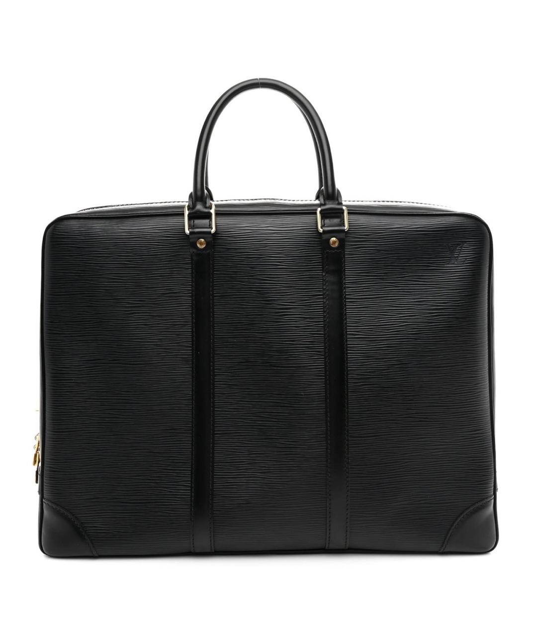 LOUIS VUITTON Черный кожаный портфель, фото 9