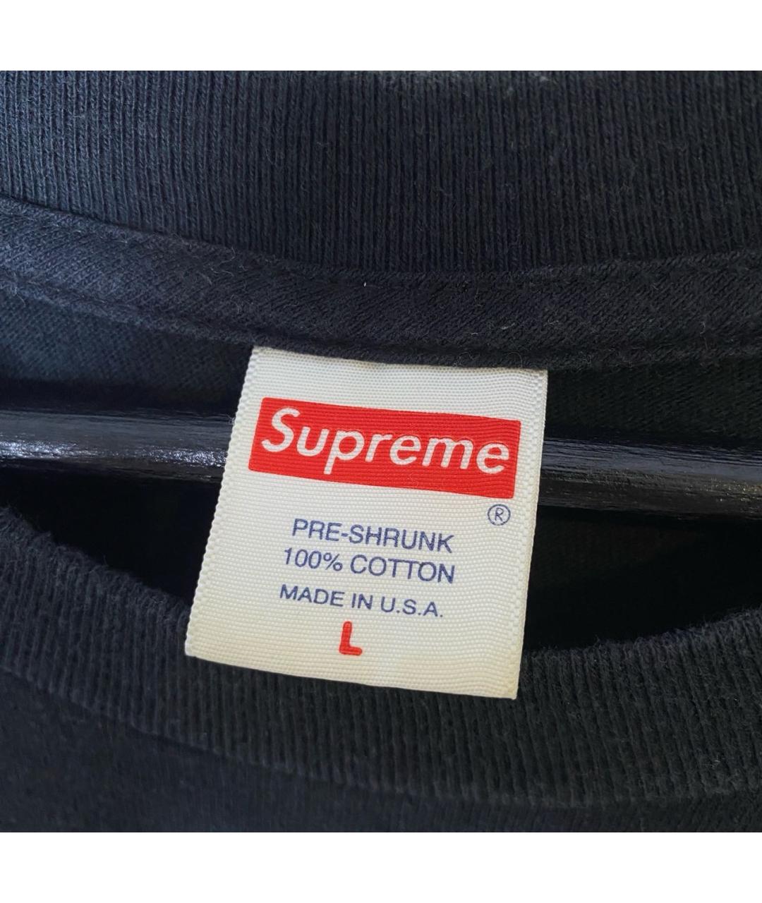 SUPREME Черная хлопковая футболка, фото 5