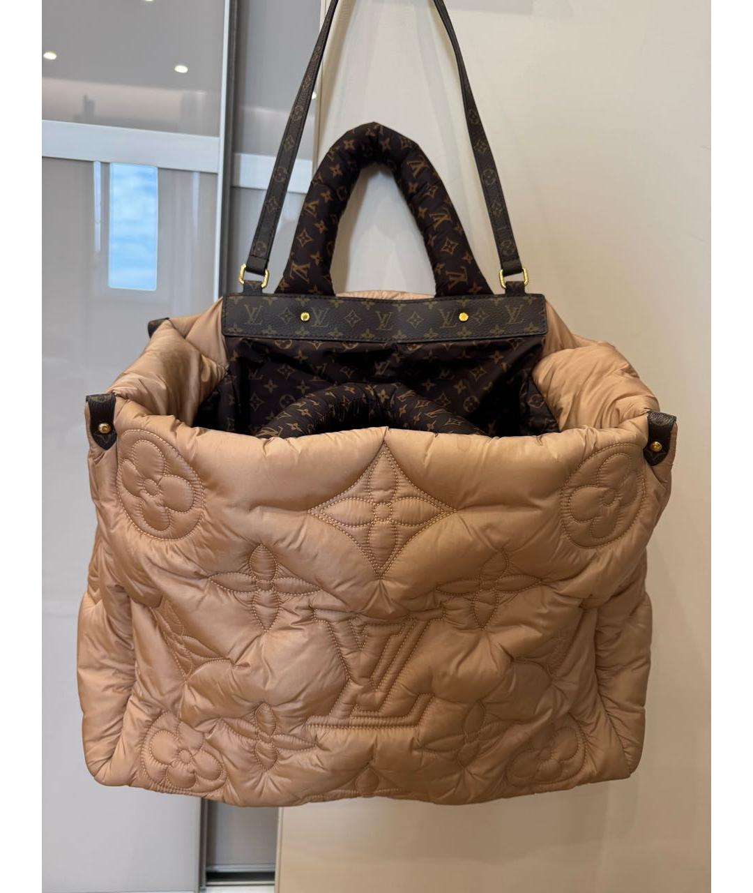 LOUIS VUITTON Бежевая нейлоновая сумка тоут, фото 5