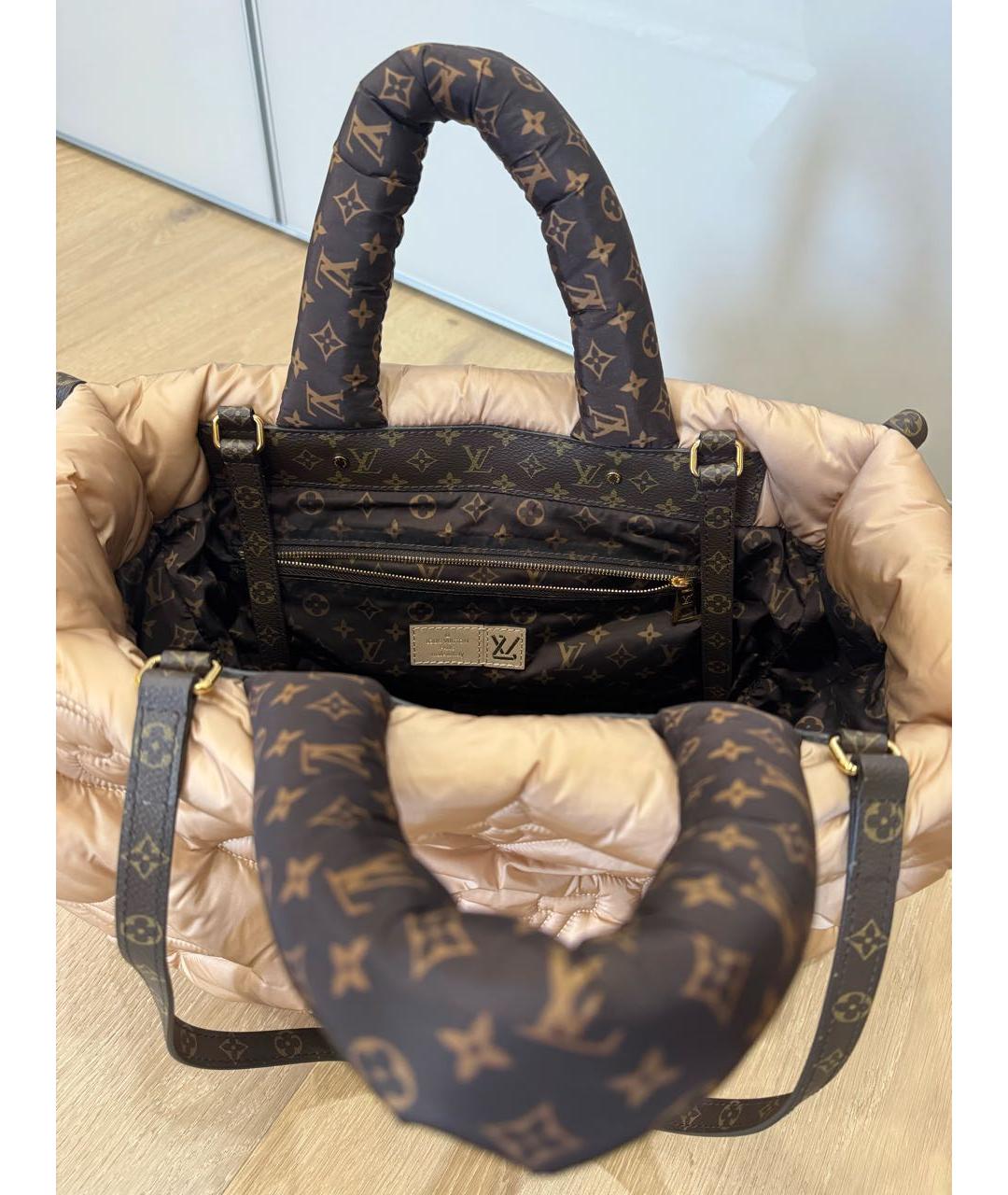 LOUIS VUITTON Бежевая нейлоновая сумка тоут, фото 4
