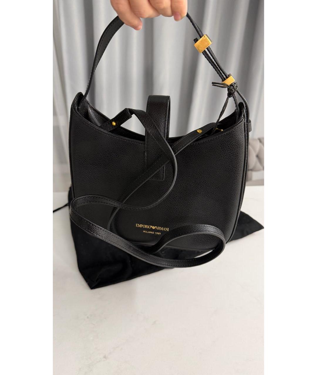 EMPORIO ARMANI Черная сумка с короткими ручками из искусственной кожи, фото 4