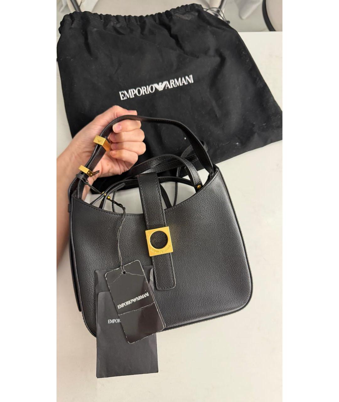 EMPORIO ARMANI Черная сумка с короткими ручками из искусственной кожи, фото 2