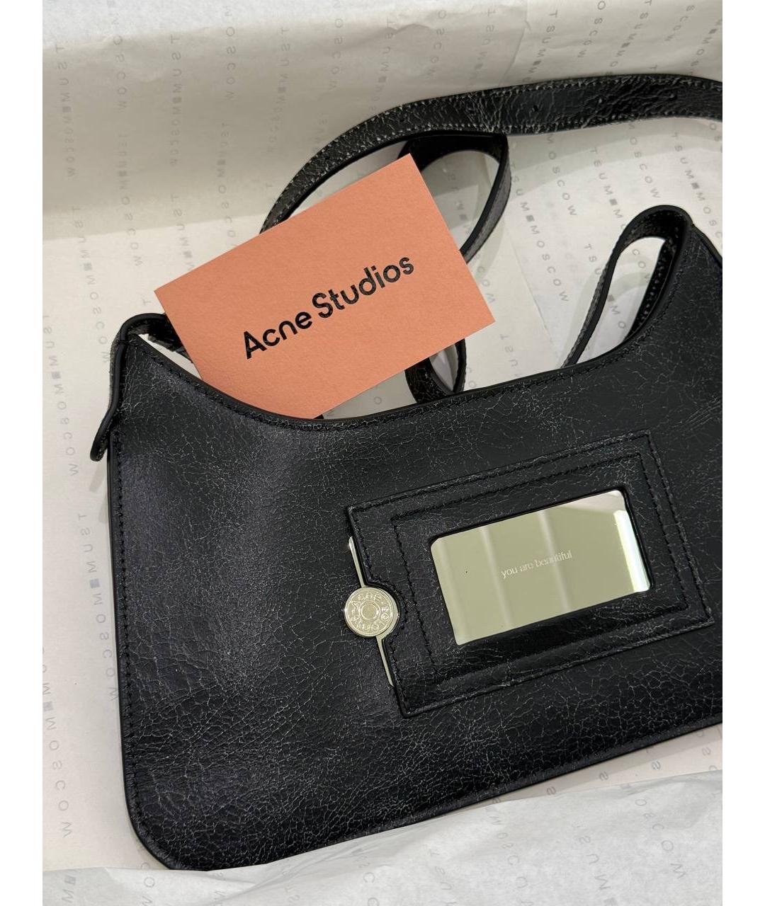 ACNE STUDIOS Черная кожаная сумка через плечо, фото 3