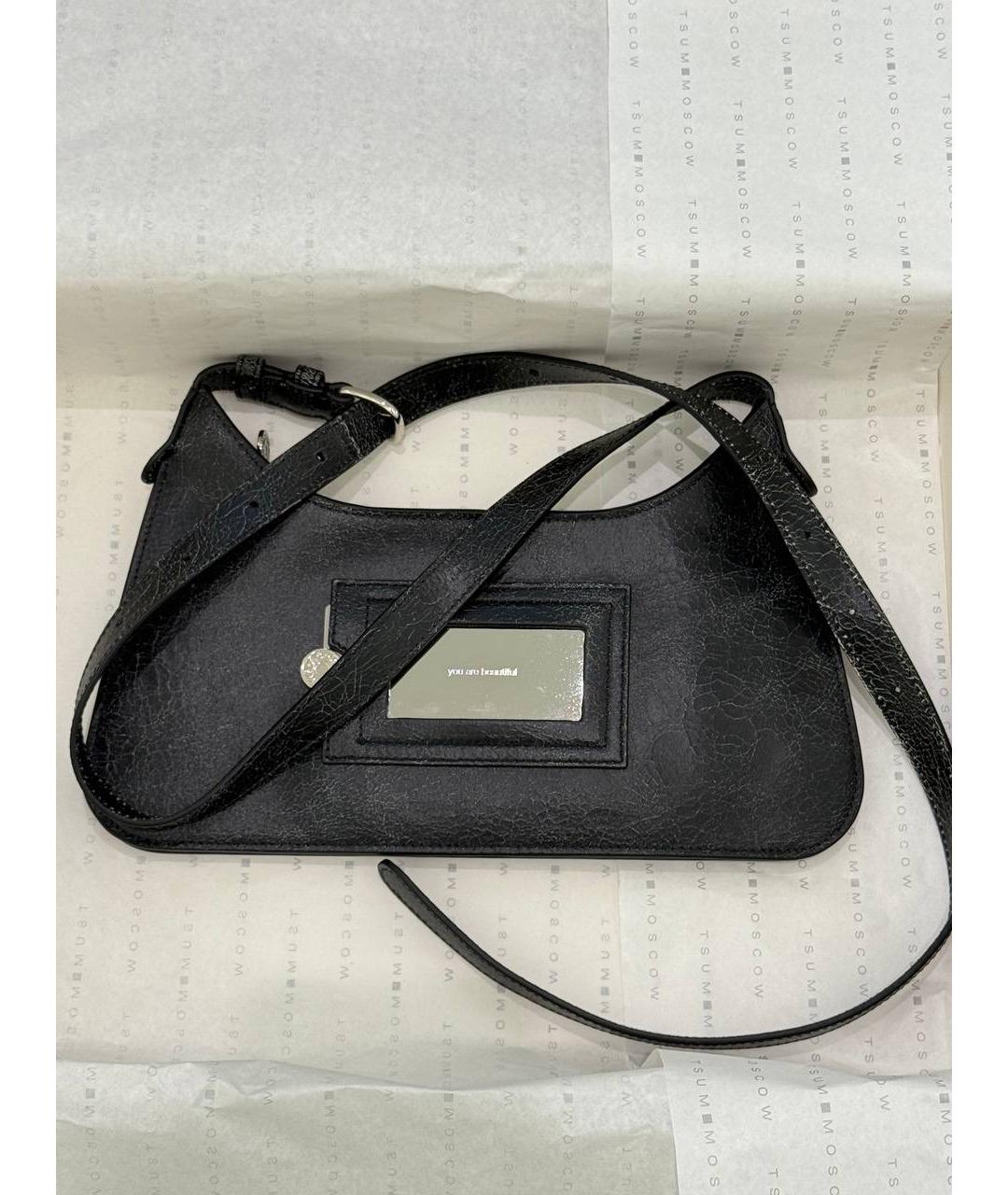 ACNE STUDIOS Черная кожаная сумка через плечо, фото 2
