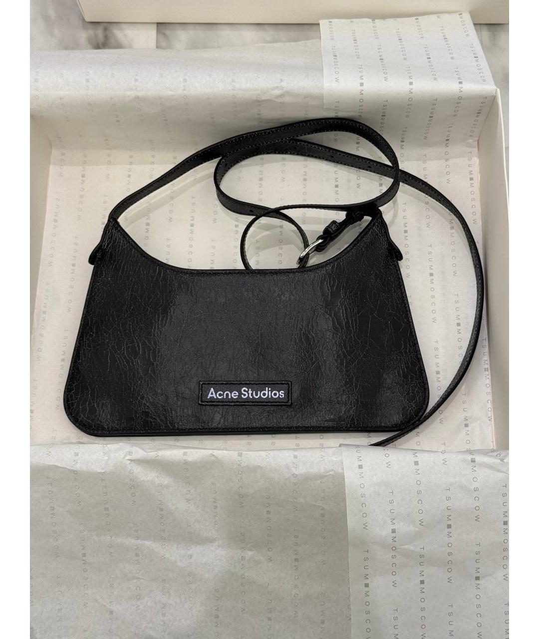 ACNE STUDIOS Черная кожаная сумка через плечо, фото 6