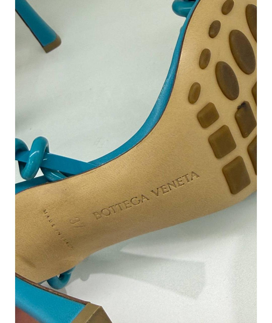 BOTTEGA VENETA Синие кожаные босоножки, фото 4