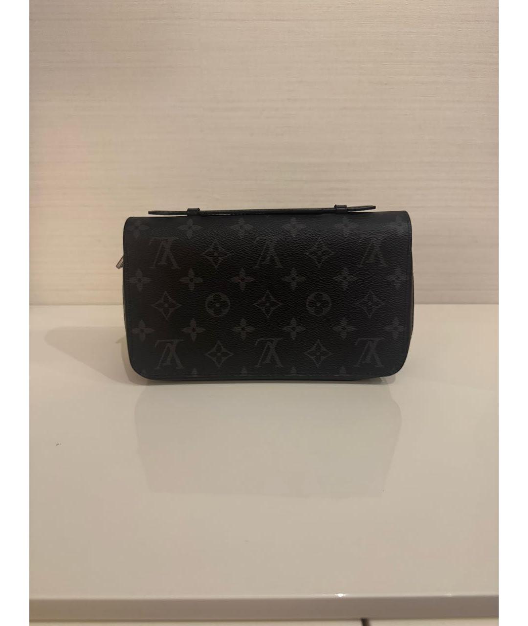 LOUIS VUITTON Антрацитовый кожаный кошелек, фото 2