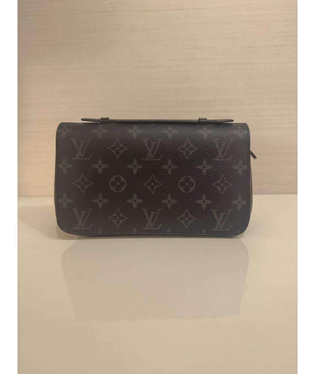 LOUIS VUITTON Антрацитовый кожаный кошелек, фото 5