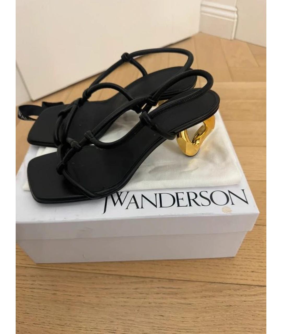 J.W.ANDERSON Черные кожаные босоножки, фото 7