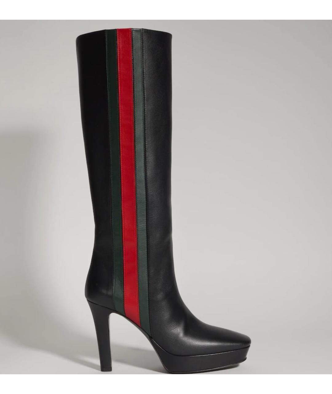 GUCCI Черные кожаные сапоги, фото 6