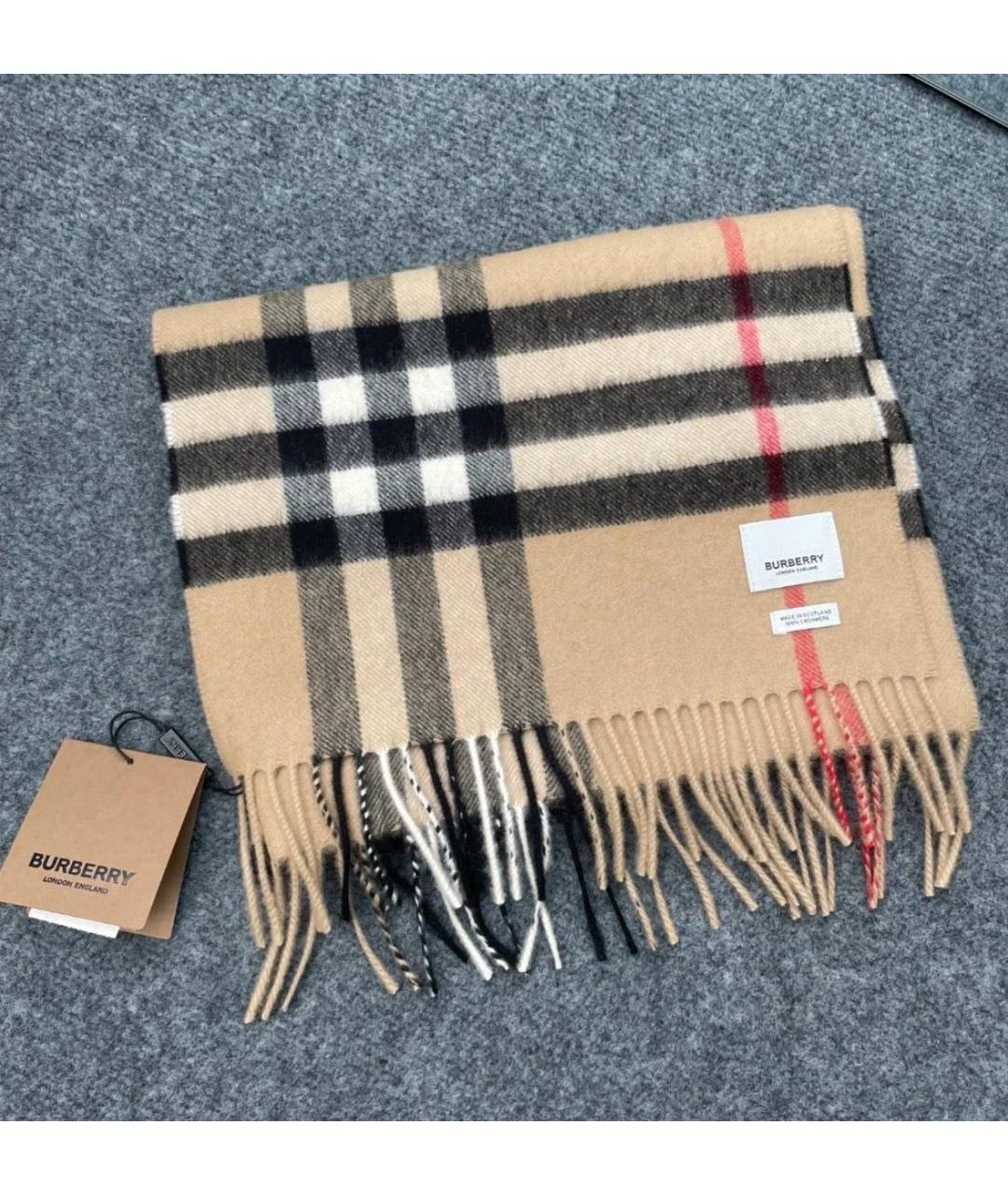 BURBERRY Бежевый кашемировый шарф, фото 6