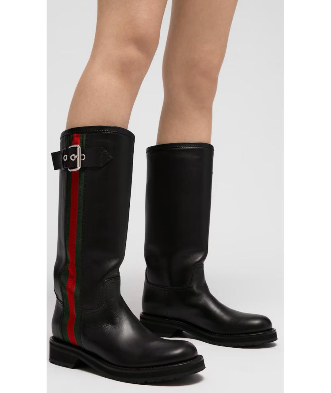 GUCCI Черные кожаные сапоги, фото 2