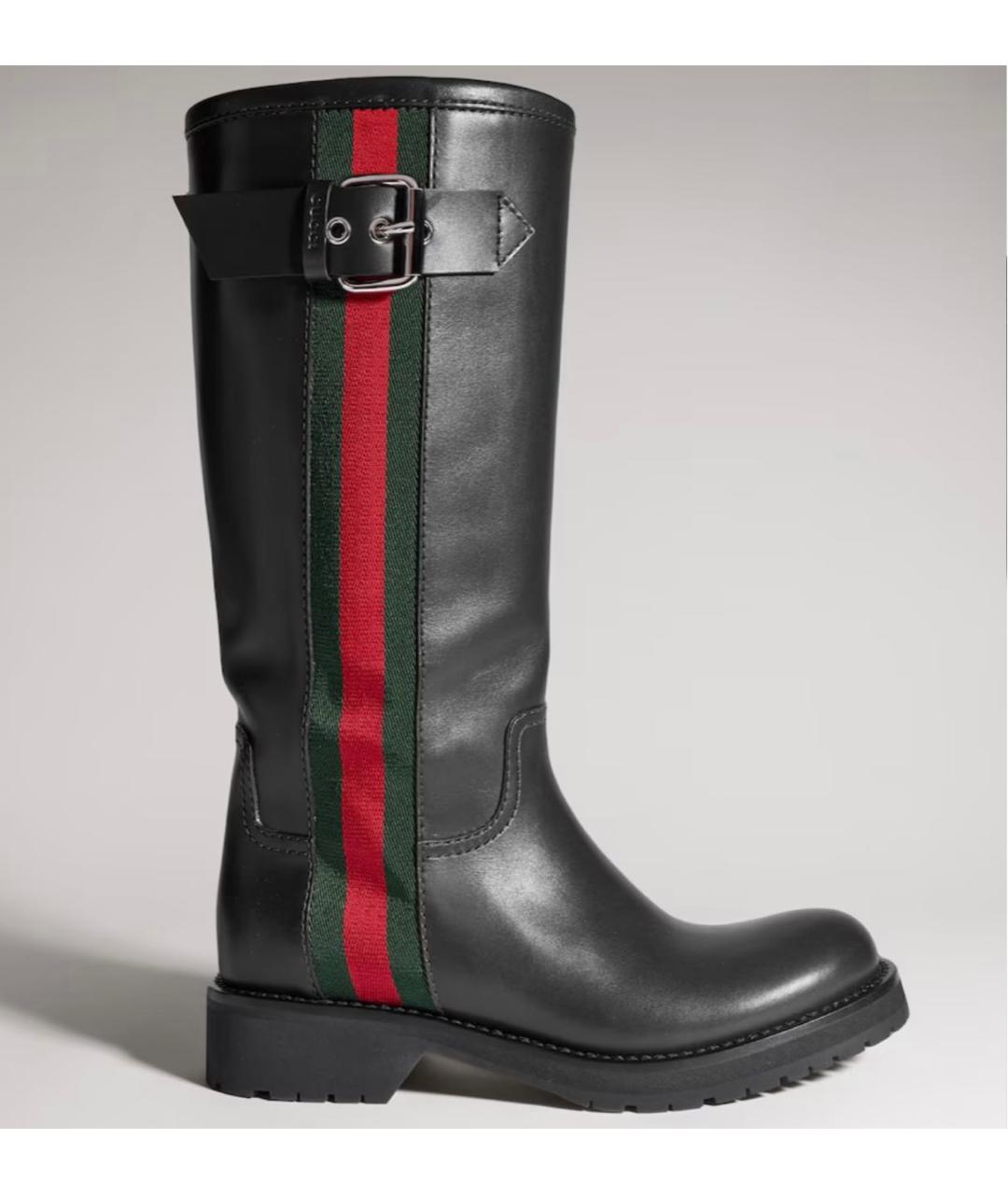 GUCCI Черные кожаные сапоги, фото 7