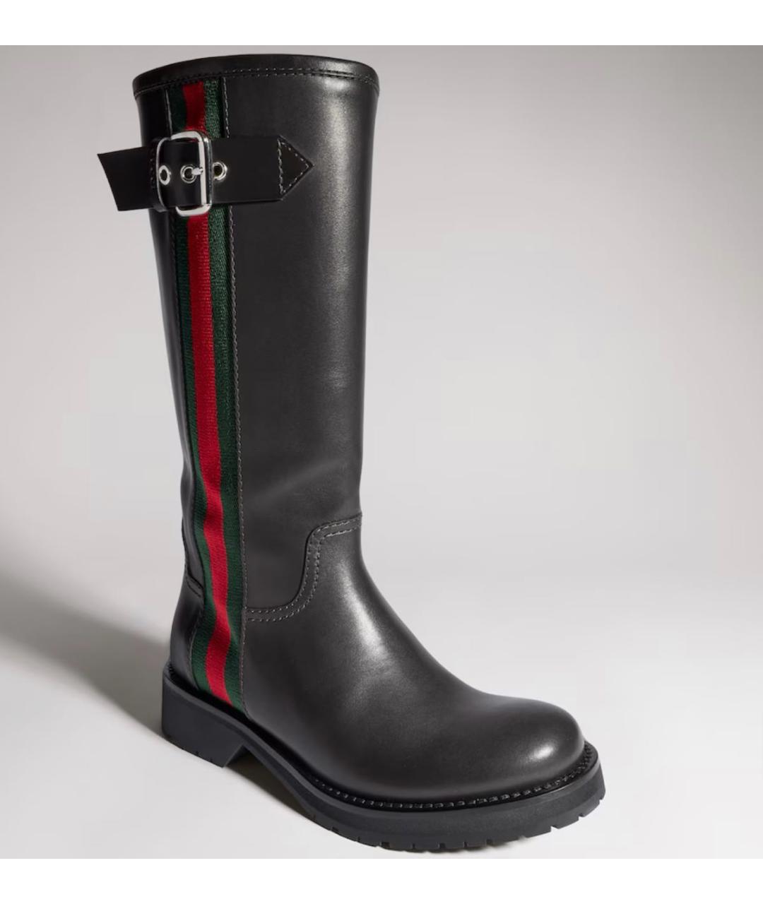 GUCCI Черные кожаные сапоги, фото 4