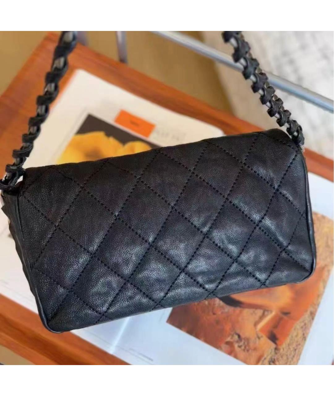 CHANEL Черная кожаная сумка с короткими ручками, фото 2