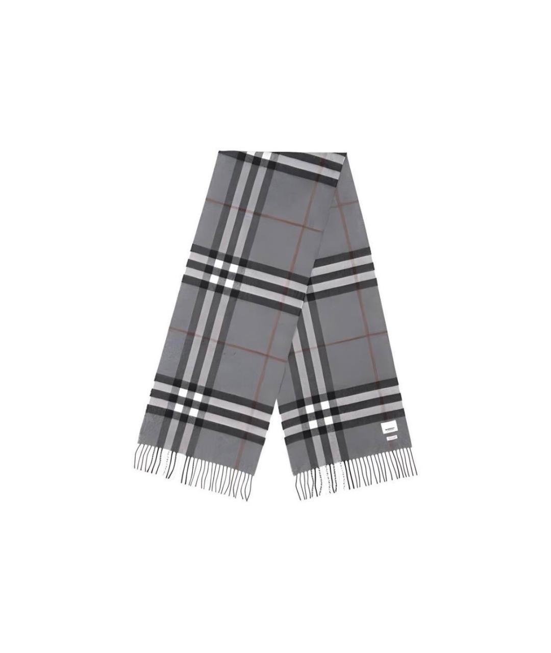 BURBERRY Серый кашемировый шарф, фото 4
