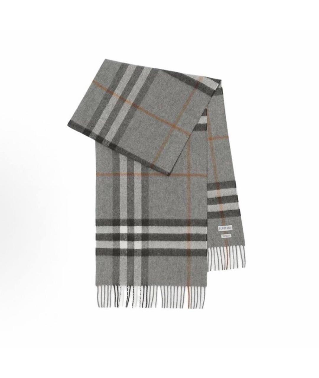 BURBERRY Серый кашемировый шарф, фото 5