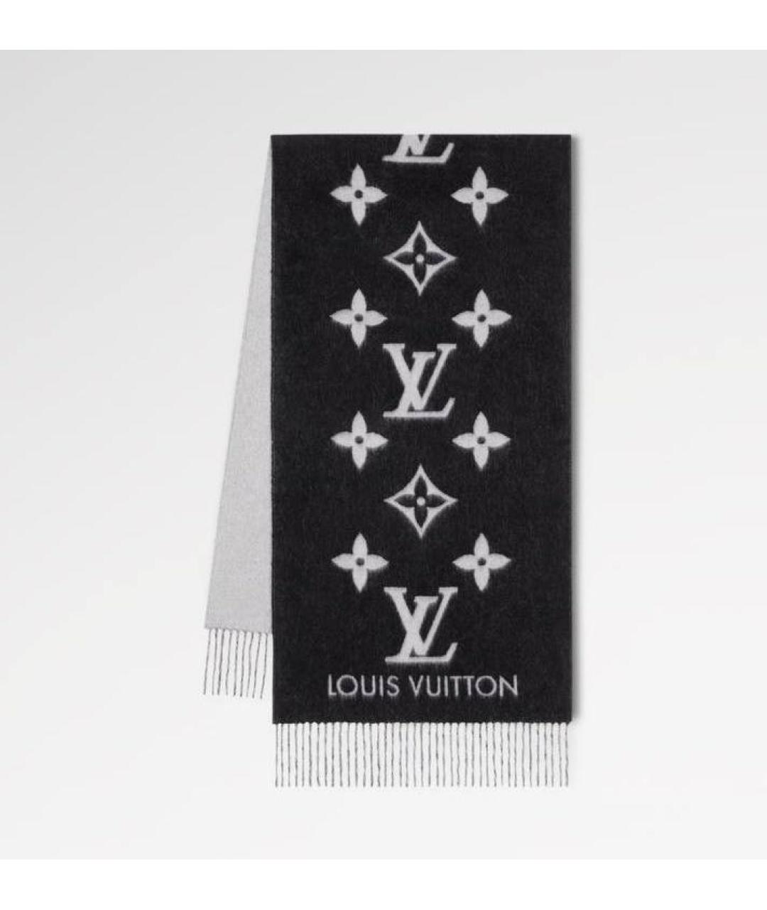 LOUIS VUITTON Черный кашемировый шарф, фото 6