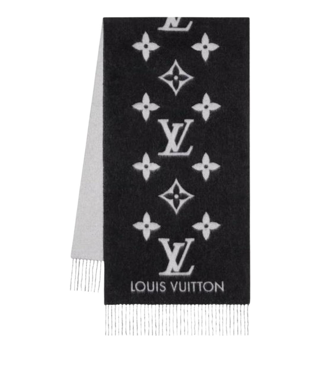 LOUIS VUITTON Черный кашемировый шарф, фото 1