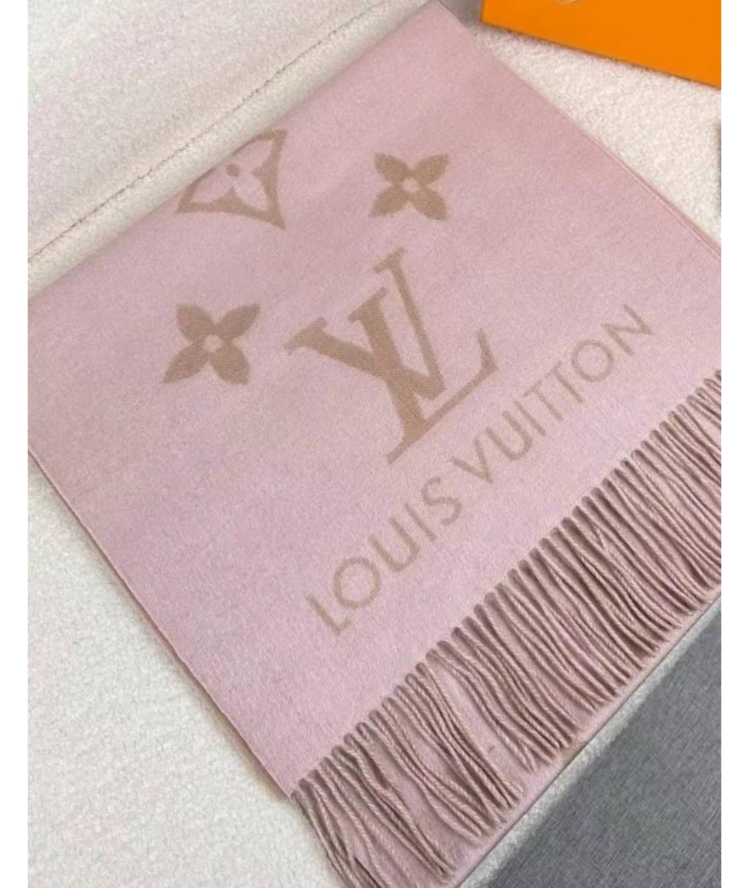 LOUIS VUITTON Розовый кашемировый шарф, фото 4