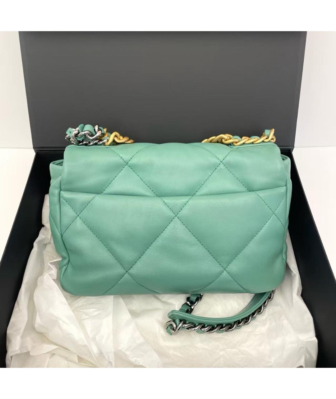 CHANEL Бирюзовая кожаная сумка через плечо, фото 2
