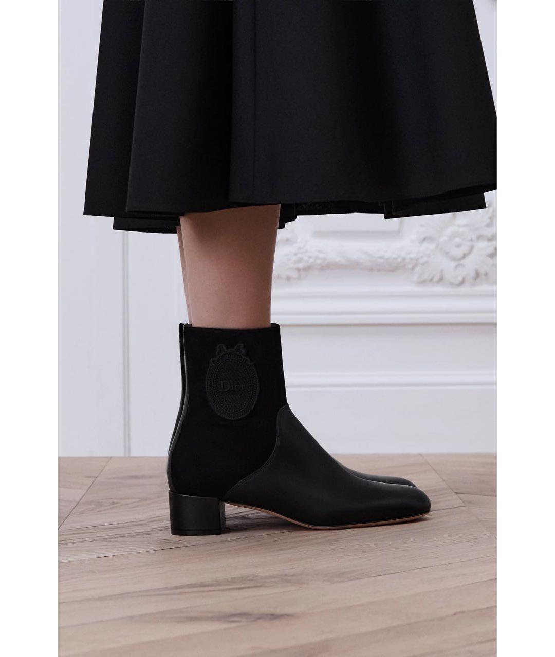 CHRISTIAN DIOR Черные кожаные ботильоны, фото 3