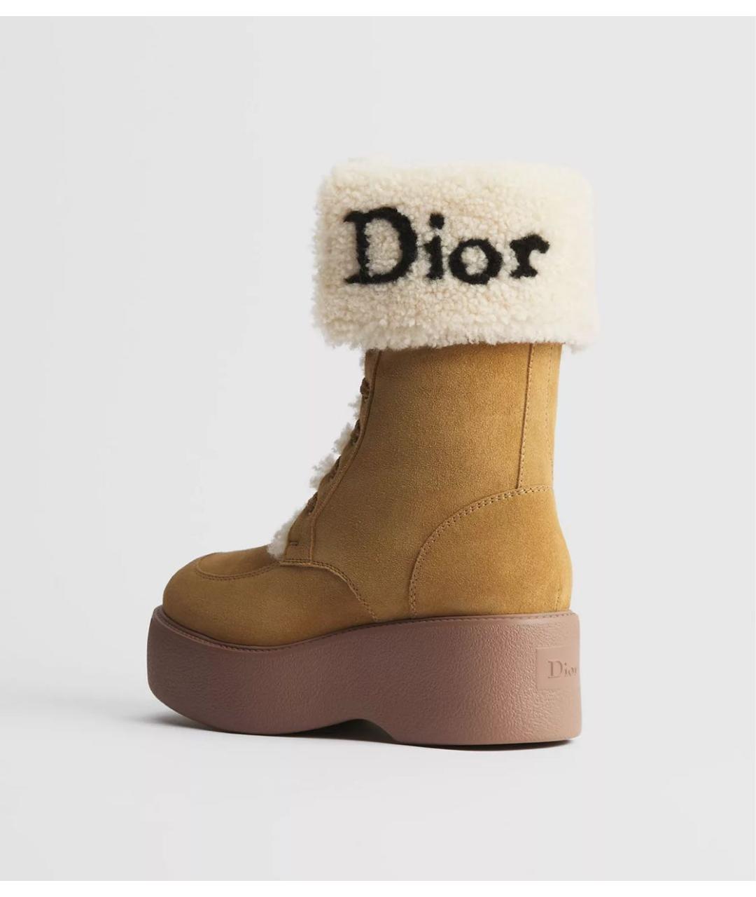 CHRISTIAN DIOR Бежевые замшевые ботинки, фото 3