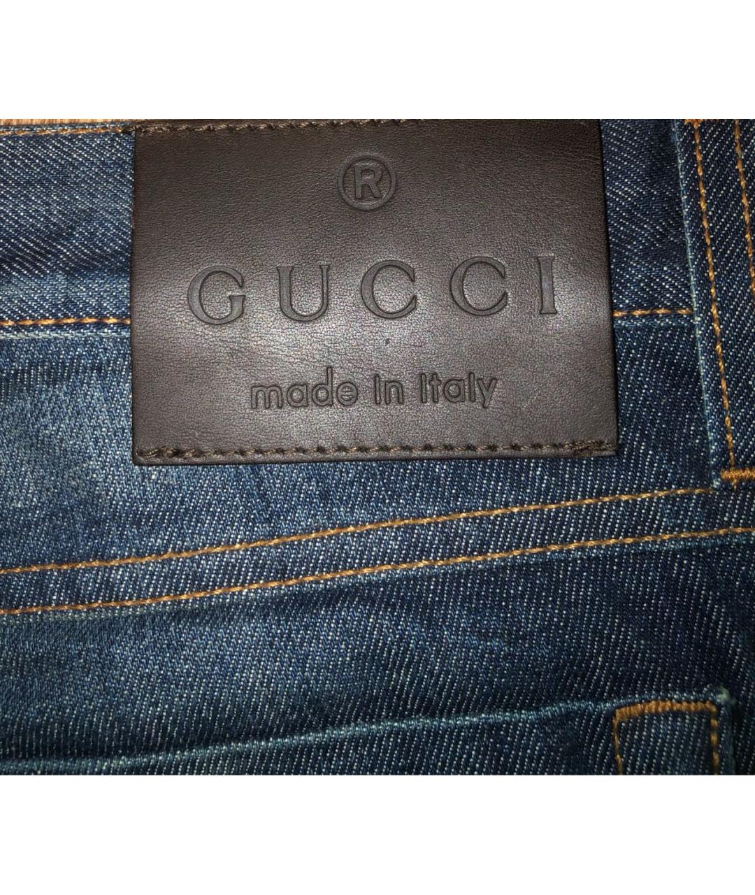 GUCCI Темно-синие хлопковые прямые джинсы, фото 4