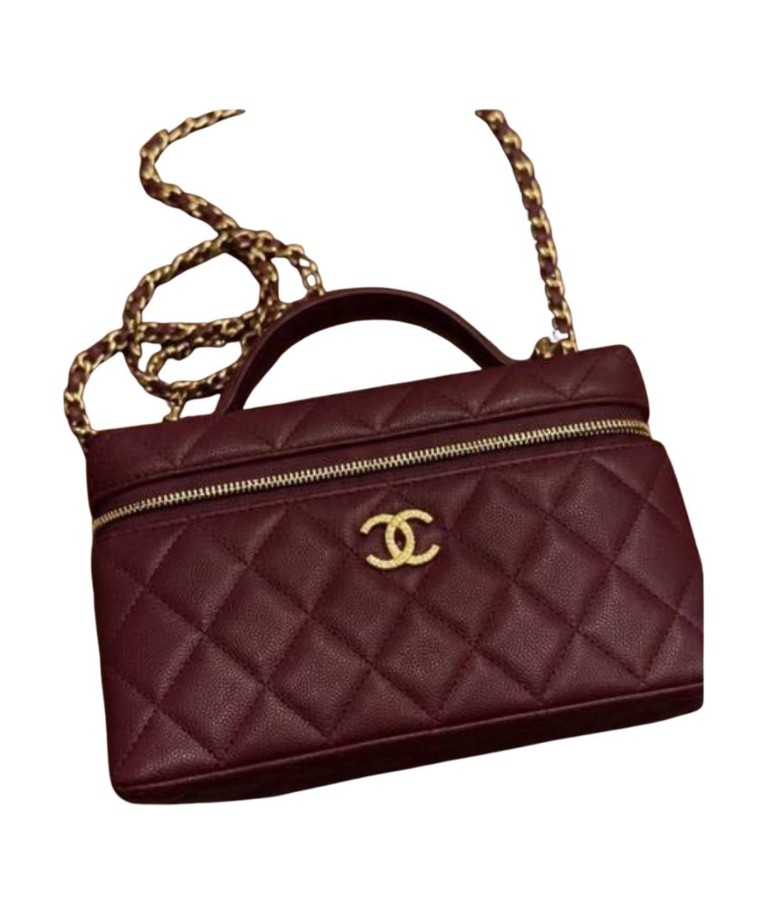 CHANEL Бордовая кожаная сумка через плечо, фото 1