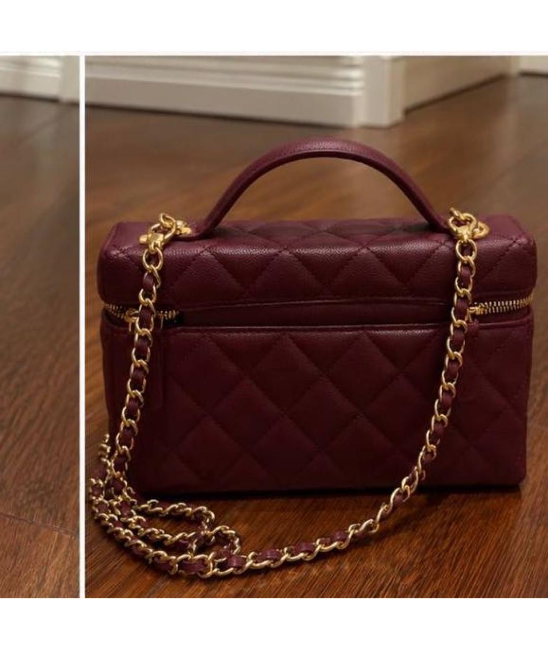 CHANEL Бордовая кожаная сумка через плечо, фото 3