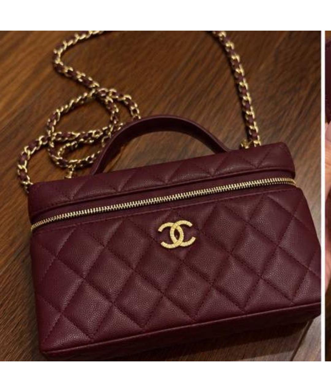 CHANEL Бордовая кожаная сумка через плечо, фото 5